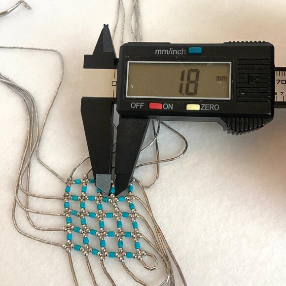 VTG Liquid Sterling Silver 925 Southwest Woven Beaded Heishi Turquoise Necklace - Picture 16 of 16